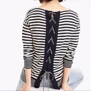 J.Crew NWT 100% Cashmere Tie Back Navy and White Striped Sweater
